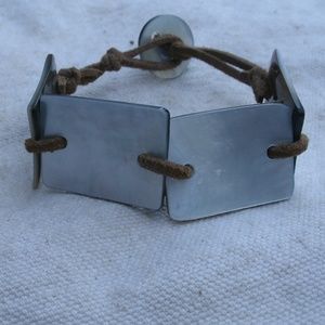 Handmade Abalone Shell & Leather Bracelet